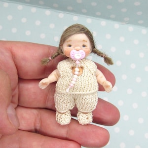 OOAK Baby GIRL doll. MOVEABLE Polymer clay artist doll. Handmade Dollhouse miniature doll. Art doll + Dummy + tiny Clothes