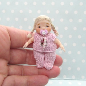 OOAK Baby GIRL doll. MOVEABLE Polymer clay artist doll. Handmade Dollhouse miniature doll. Art doll + Dummy + tiny Clothes