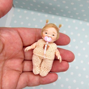 OOAK Baby GIRL doll. MOVEABLE Polymer clay artist doll. Handmade Dollhouse miniature doll. Art doll + Dummy + tiny Clothes