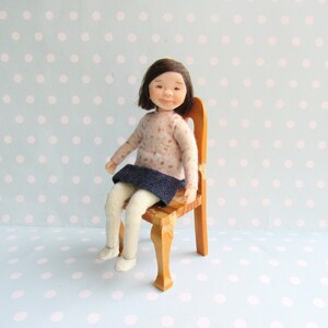 OOAK miniature doll Girl CHILD. 1:12 Dollhouse miniature doll POSEABLE. Handsculpt artist Doll