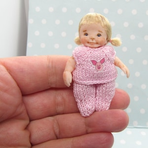 OOAK Baby GIRL doll. MOVEABLE Polymer clay artist doll. Handmade Dollhouse miniature doll. Art doll + Dummy + tiny Clothes