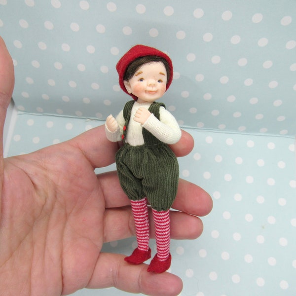 OOAK miniature GNOME, Fairy doll.  1:12 Dollhouse miniature doll Poseable. Polymer clay Handsculpt art doll