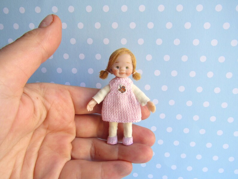 Dollhouse Miniature 1:12 People Porcelain Male Man in Blue Sweater Posable