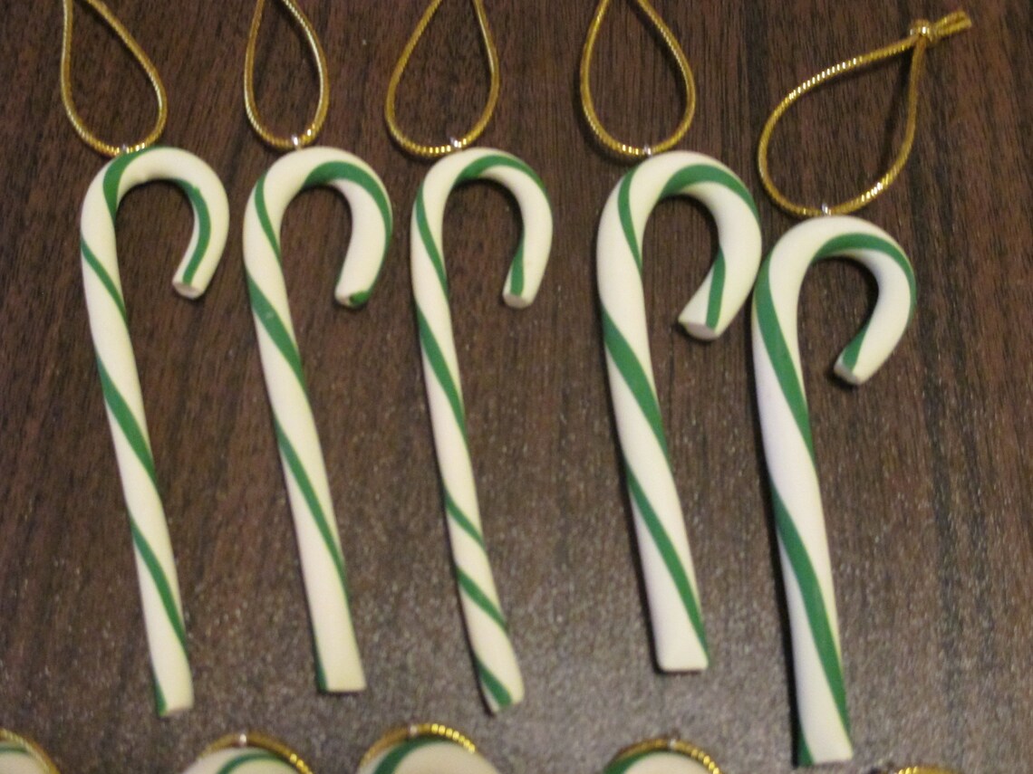 Small Green and White Handmade Candy Canes Christmas Ornaments Etsy
