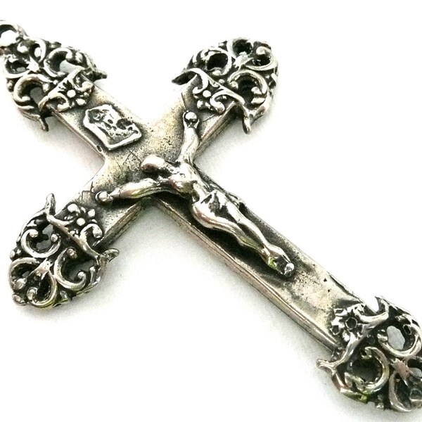 Clearance - Large Reproduction Sterling Silver Rosary Crucifix Supplies