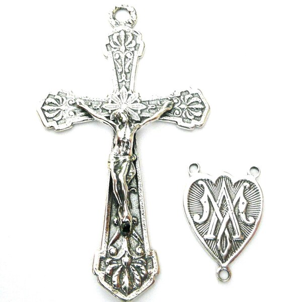 Reproduction Sterling Silver Rosary Supplies, Sterling Silver Crucifix Supplies, Sterling Silver Centerpiece Medal Supplies