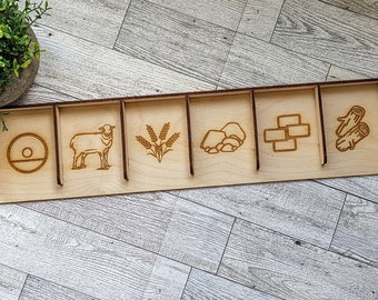 Wood Catan Resource and Development Card Tray, Laser Etched