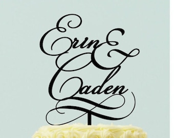 Personalized Wedding Cake topper " First Names with Ampersand" for Wedding or Anniversary