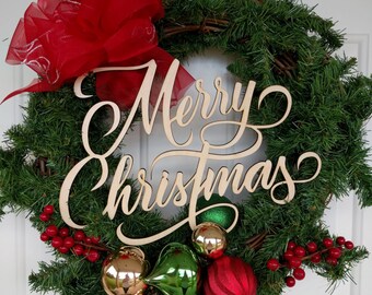 Christmas Wood Words   Joy ,  Believe ,  Merry Christmas  for Wreaths, Christmas Decor
