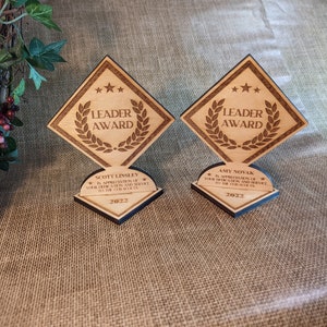 Wood Leader Award - Laser Engraved Personalized