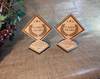 Wood Leader Award - Laser Engraved Personalized