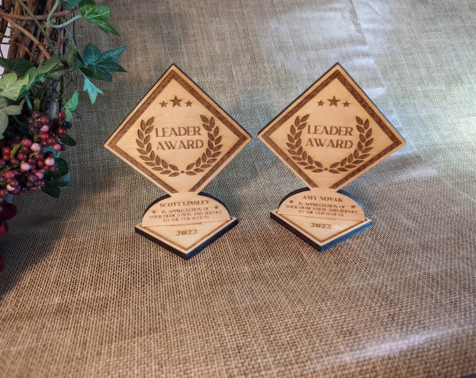 Wood Leader Award - Laser Engraved Personalized