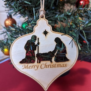 Holz Christbaumschmuck - Krippe Christbaumschmuck - Christbaumschmuck - Religiöser Ornament