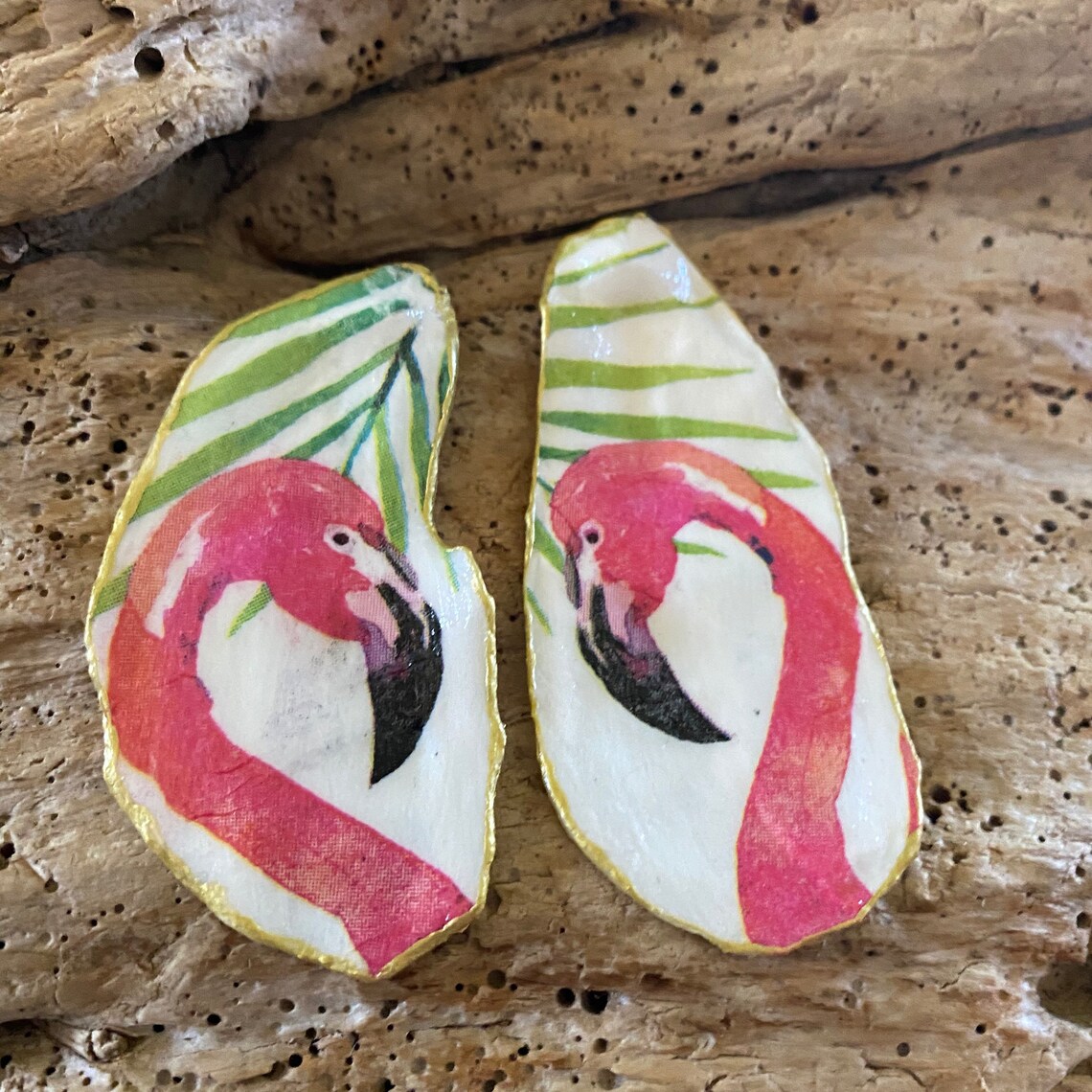 2 Oyster Shell Pink Flamingo Dishes Decorative Small Dishes Etsy