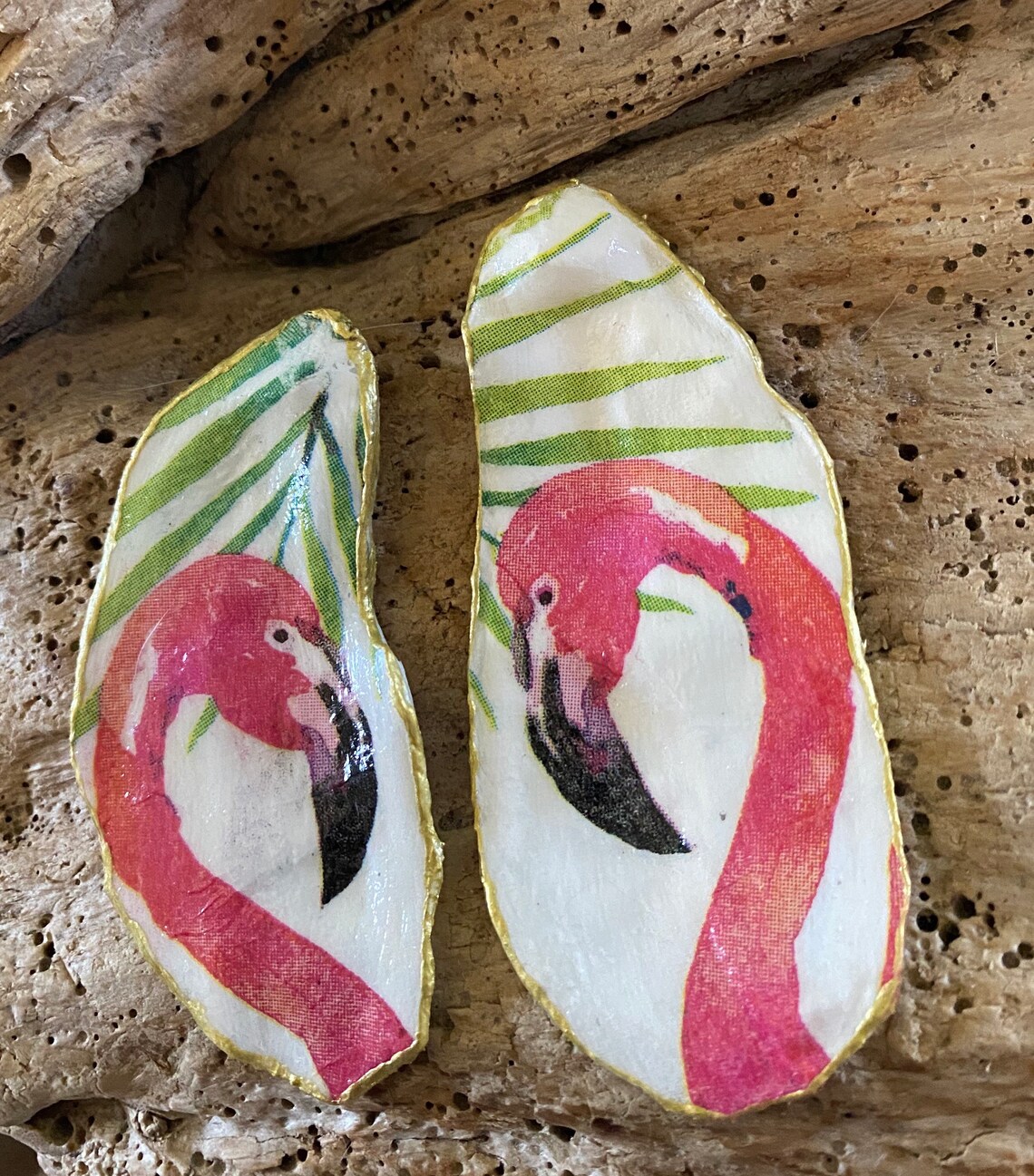 2 Oyster Shell Pink Flamingo Dishes Decorative Small Dishes Etsy