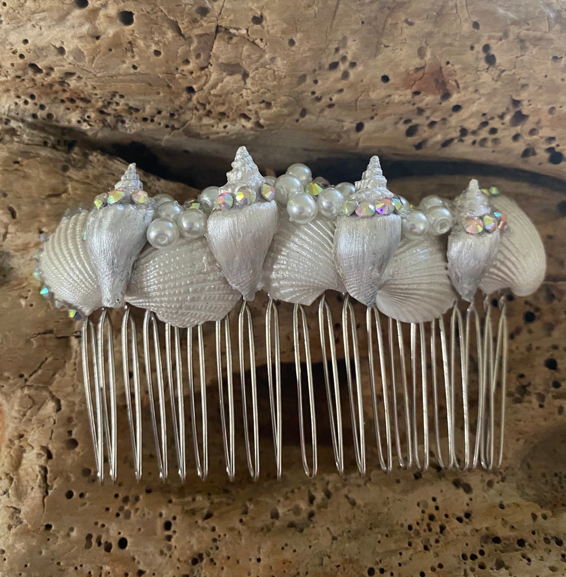 Mermaid Hair Clip Comb Mermaid Shells Pearl White Etsy