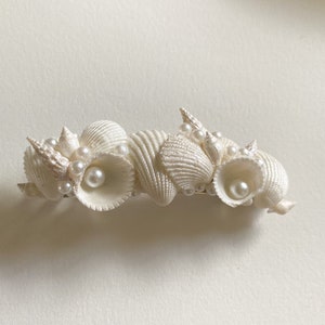 Mermaid Hair Barrette Seashells & Pearls, Embellished Hand Made Beach Theme Party Wedding Rhinestones can be added Hair Accessory