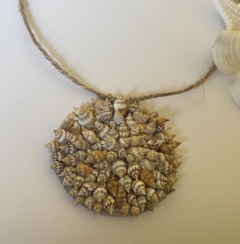Capiz Shell With Seashells and Pearls Necklace, Jute Twine, Beach ...