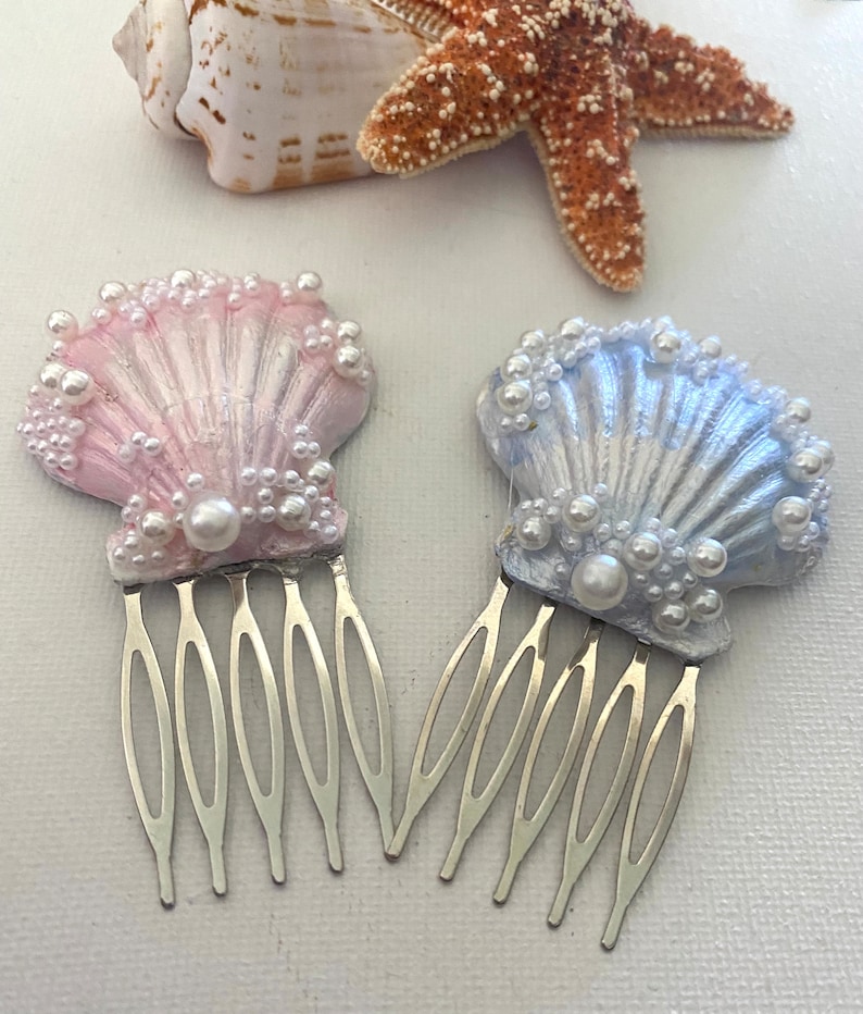 Seashell Comb Seashell Hair Comb, Pearl & Rhinestone Flower Girl Hair Accessory - Etsy