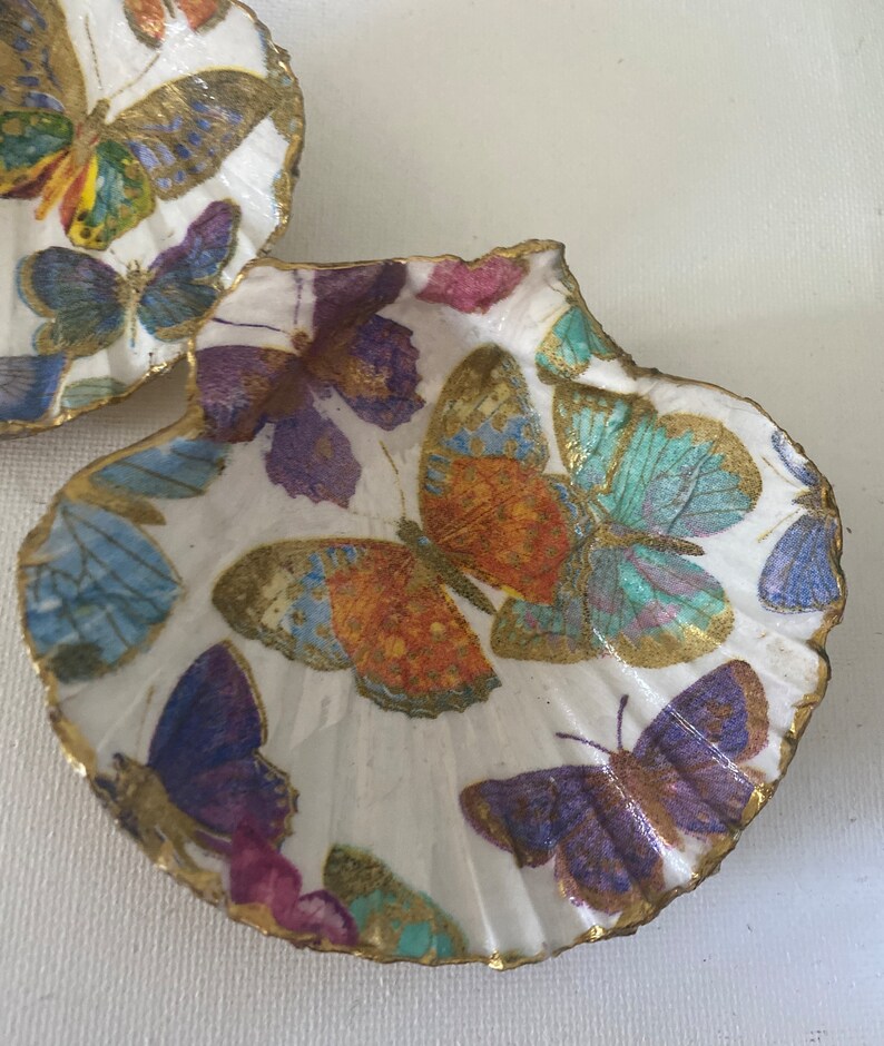 Butterflies Jewelry/trinket Holder Set 2 Decoupage Decorative Etsy