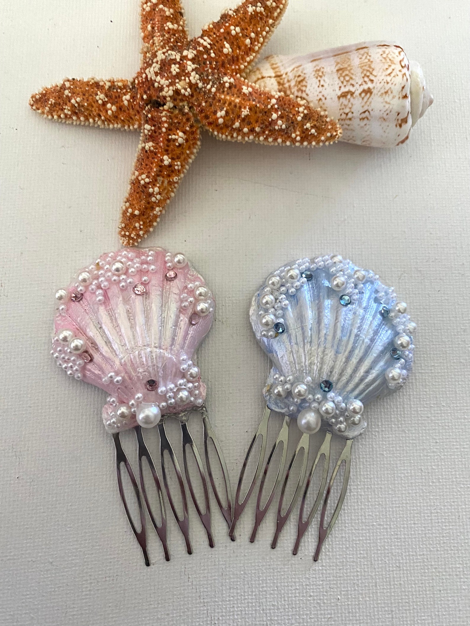 Seashell Comb Seashell Hair Comb, Pearl & Rhinestone Flower Girl Hair Accessory - Etsy