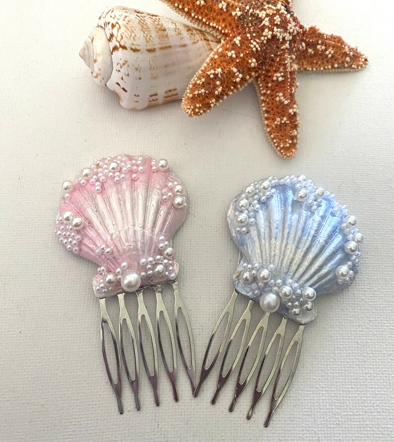 Seashell Comb Seashell Hair Comb, Pearl & Rhinestone Flower Girl Hair Accessory - Etsy