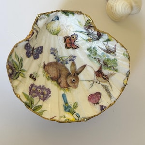 Portaoggetti decorativo a forma di conchiglia con anello a forma di primavera, portaoggetti decorativo a forma di coniglio per regalo di Pasqua, idea regalo per amanti della natura