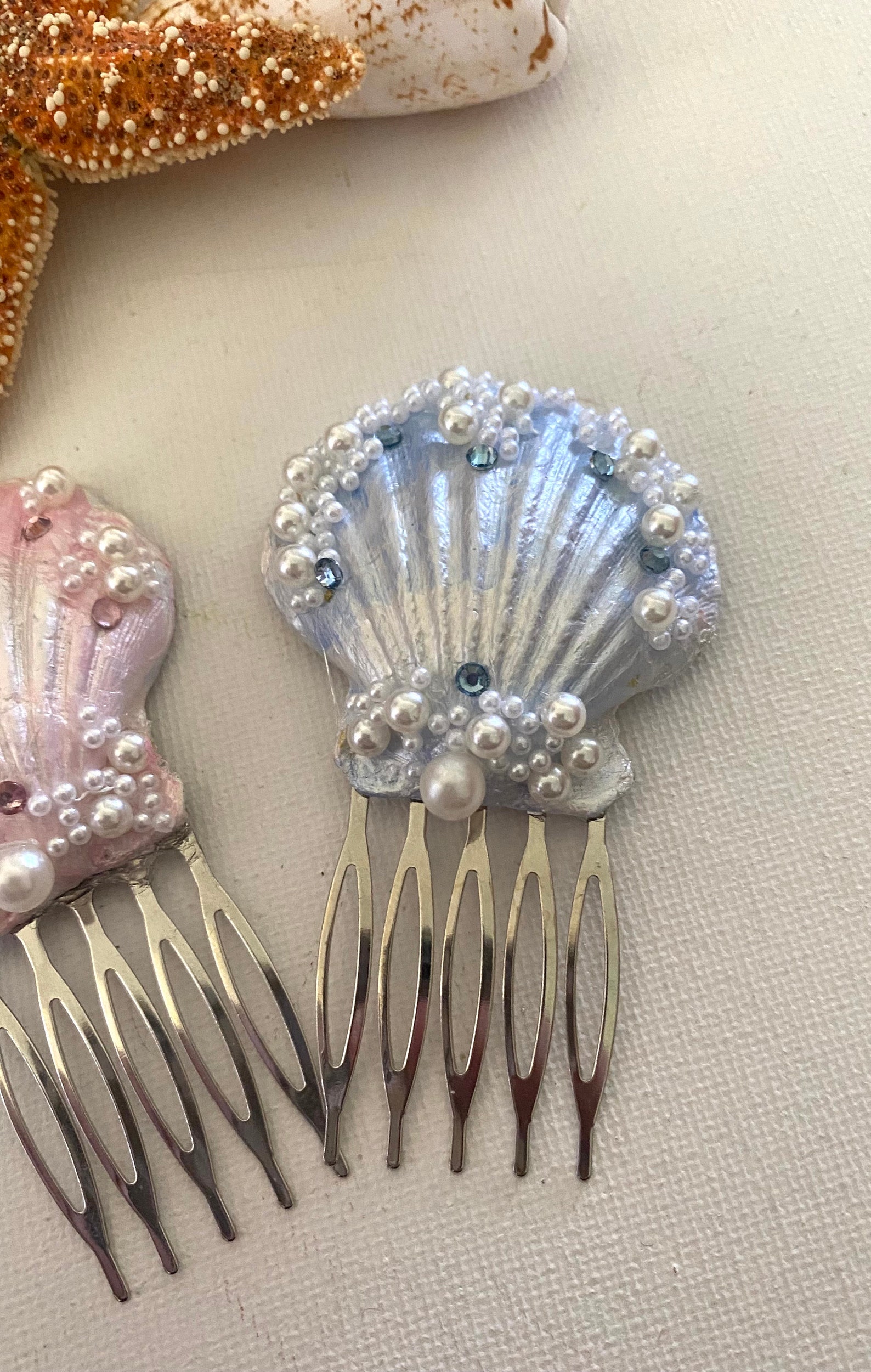 Seashell Comb Seashell Hair Comb, Pearl & Rhinestone Flower Girl Hair Accessory - Etsy