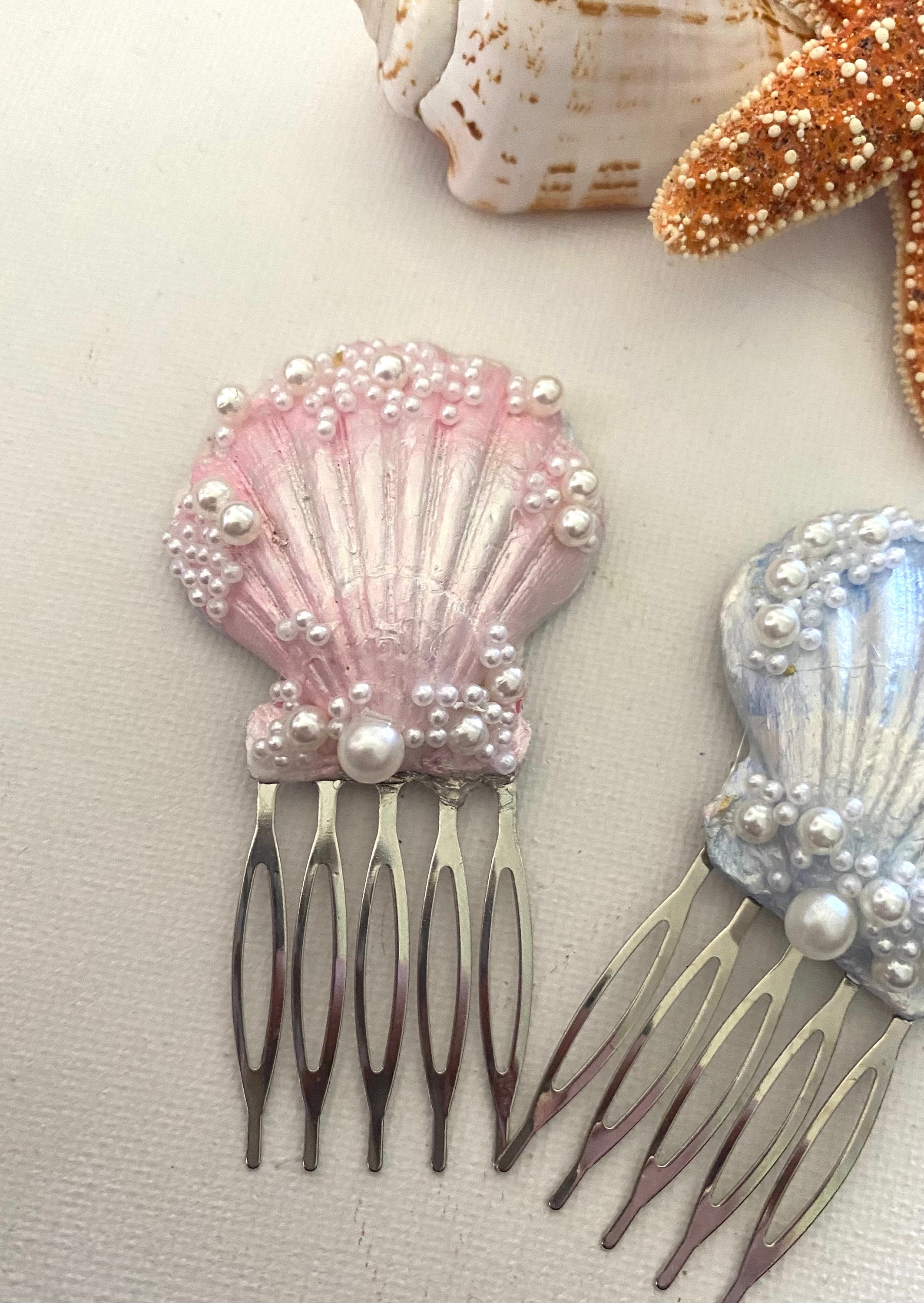 Seashell Comb Seashell Hair Comb, Pearl & Rhinestone Flower Girl Hair Accessory - Etsy