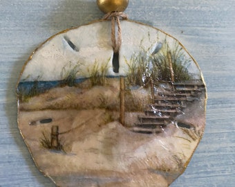 Strandzand dollarornament, gedecoupeerd strand kerstversiering aan zee