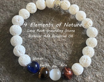 4 Elements Lava Rock Diffuser Bracelet Tiger Eye Nature Bracelet