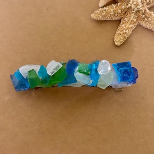 Sea Glass Barrette, Handmade Beach Theme Party, Wedding Hair Accessory, Stunning Mermaid Hair Barrette, Beach Lover Gift Idea