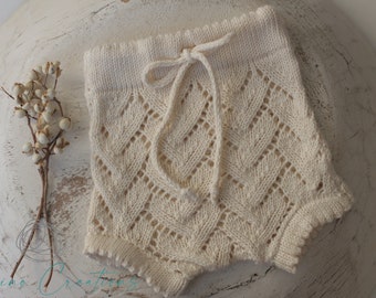 Thora - Vintage Knit Lace Bloomers - Parchment - Made to Order