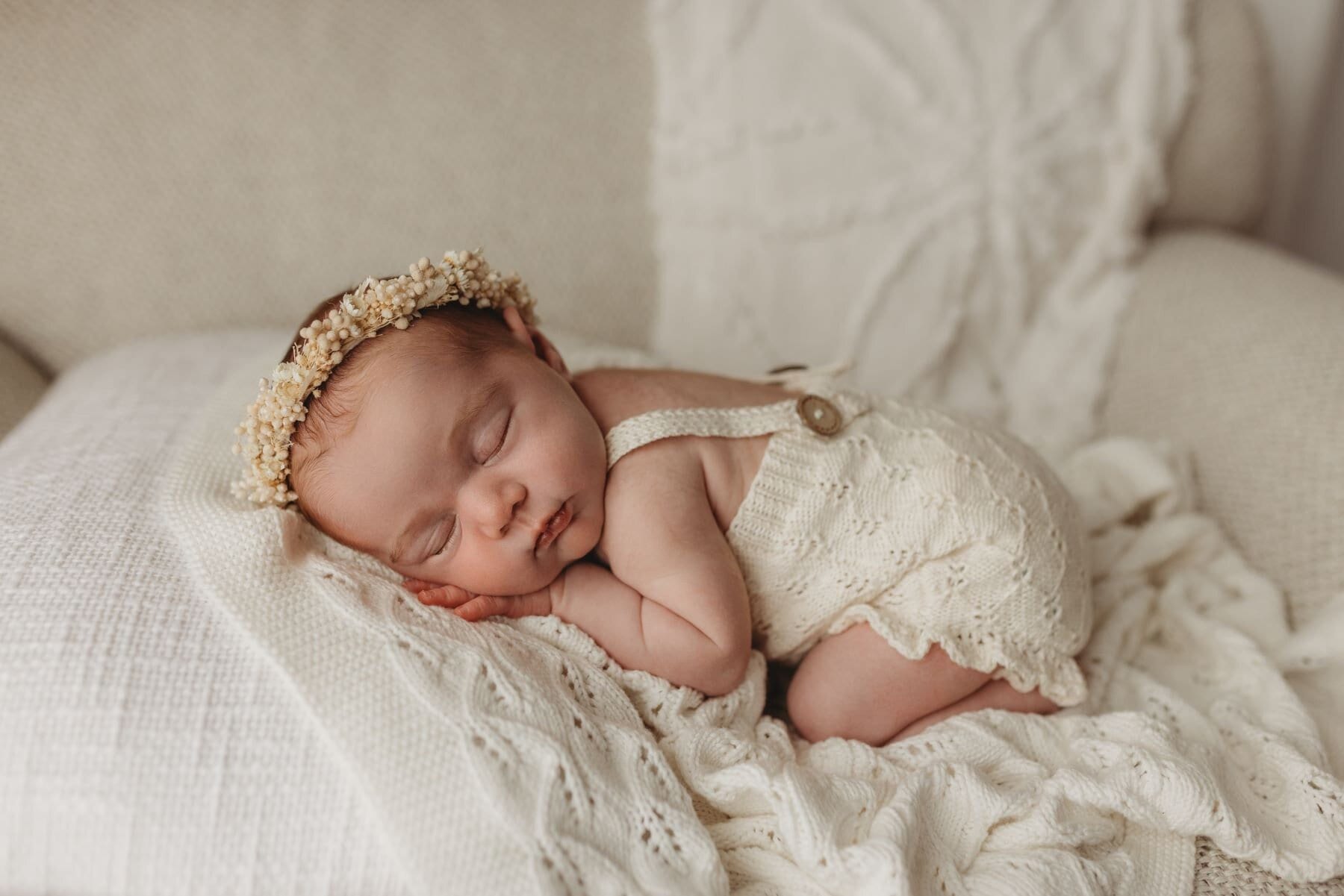 Iluka - Vintage Knit Lace Romper - Parchment - Made to Order