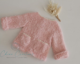 Fuzzy Vintage Knit Suri Alpaca Jumper - Newborn - Ready to Ship