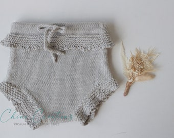 Increspature in maglia Cotton Bloomers - Grigio Chiaro - Sitter 6-12m