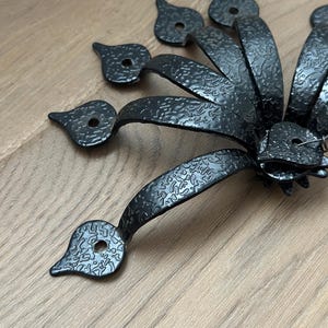 Vintage Hammered Iron Drawer Pull | Rustic Cabinet Handle | Primitive Farmhouse Hardware | Cottage Kitchen Cabinet Pull | Black Hammered