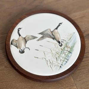 Vintage Goose Trivet Wallnueg South African Walnut, Wood Hot Plate Canada Geese Kitchen Decor, Rustic Lodge Serving Trivet, Bird Wall Decor