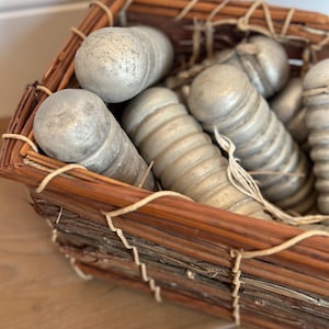 Set of 10 Vintage Fishing Net Floats with Rustic Twig Basket | Nautical Coastal Decor | Primitive Cabin Display