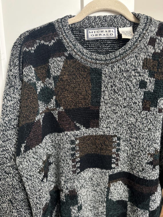 Vintage Michael Gerald Patchwork Knit Sweater | 9… - image 2