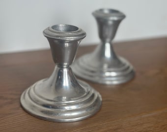 Vintage Silver Tone Candlestick Holders Pair | Classic Taper Candle Holders | Traditional Table Decor | Moody Old World Styling
