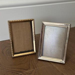 Vintage Mini Metal Picture Frames Set of 2 | Gold & Silver Ornate Tabletop Photo Frames | Small Antique Style Frames