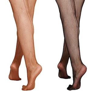 Rare Vintage Seamed Fishnet Stockings with Comfort Thigh Bands (Goth Wedding etc)