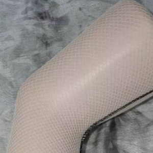 Rare Vintage Cream Fishnet Tights with Black Seam to Foot and Leg (Goth Wedding etc)