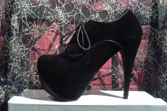 Zapatos de antea y encaje de piel sint tica retro con plataforma y