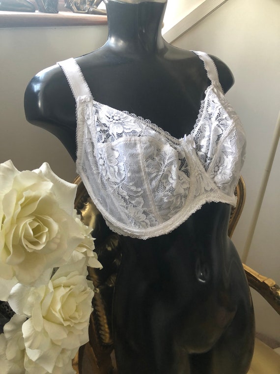 Vintage White Lace Net See-through Bra Wedding, Photoshoot Size 34H 