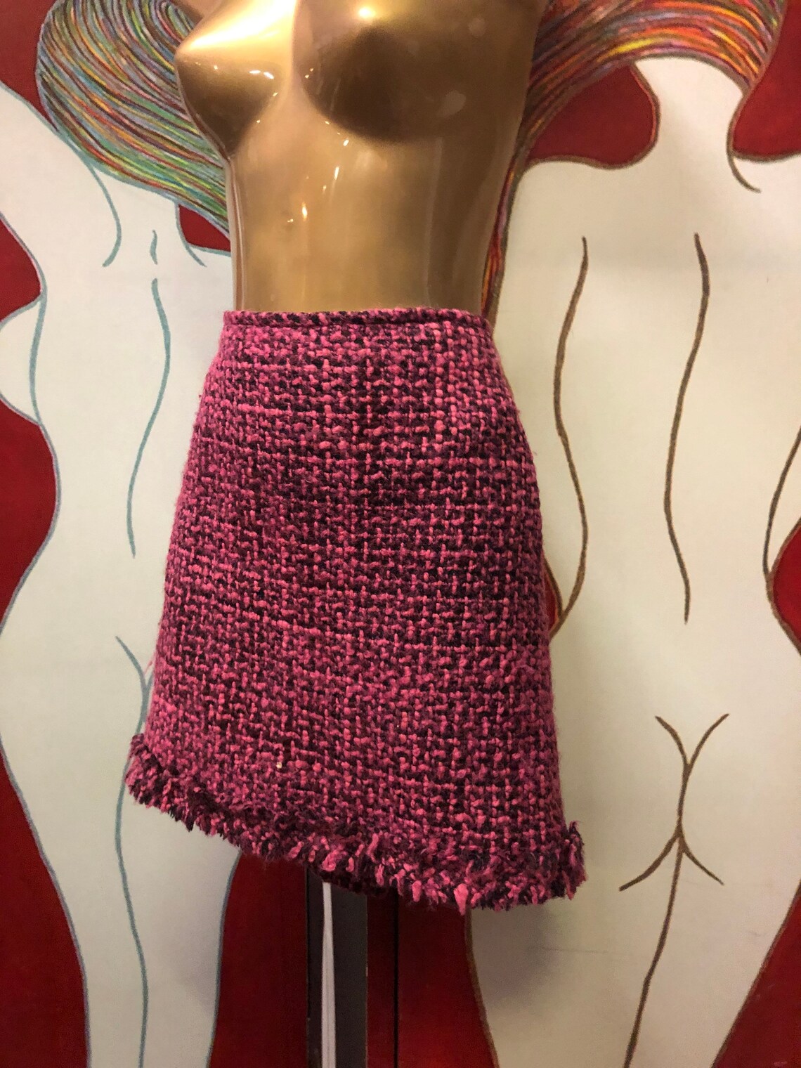 Vintage Retro-Stil rosa Tweed Minirock U.K.12 US8 EU40 1960er | Etsy