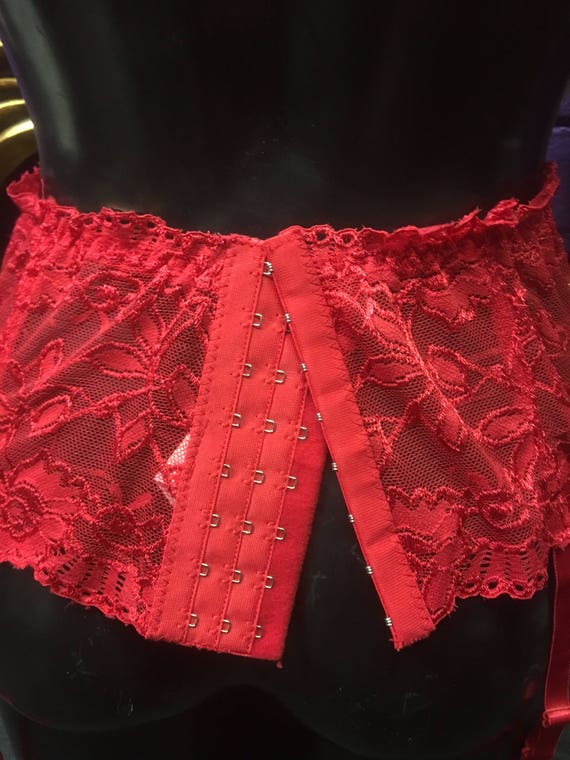 Vintage French Deep Lace 4 Strap Garter Belt for Stockings