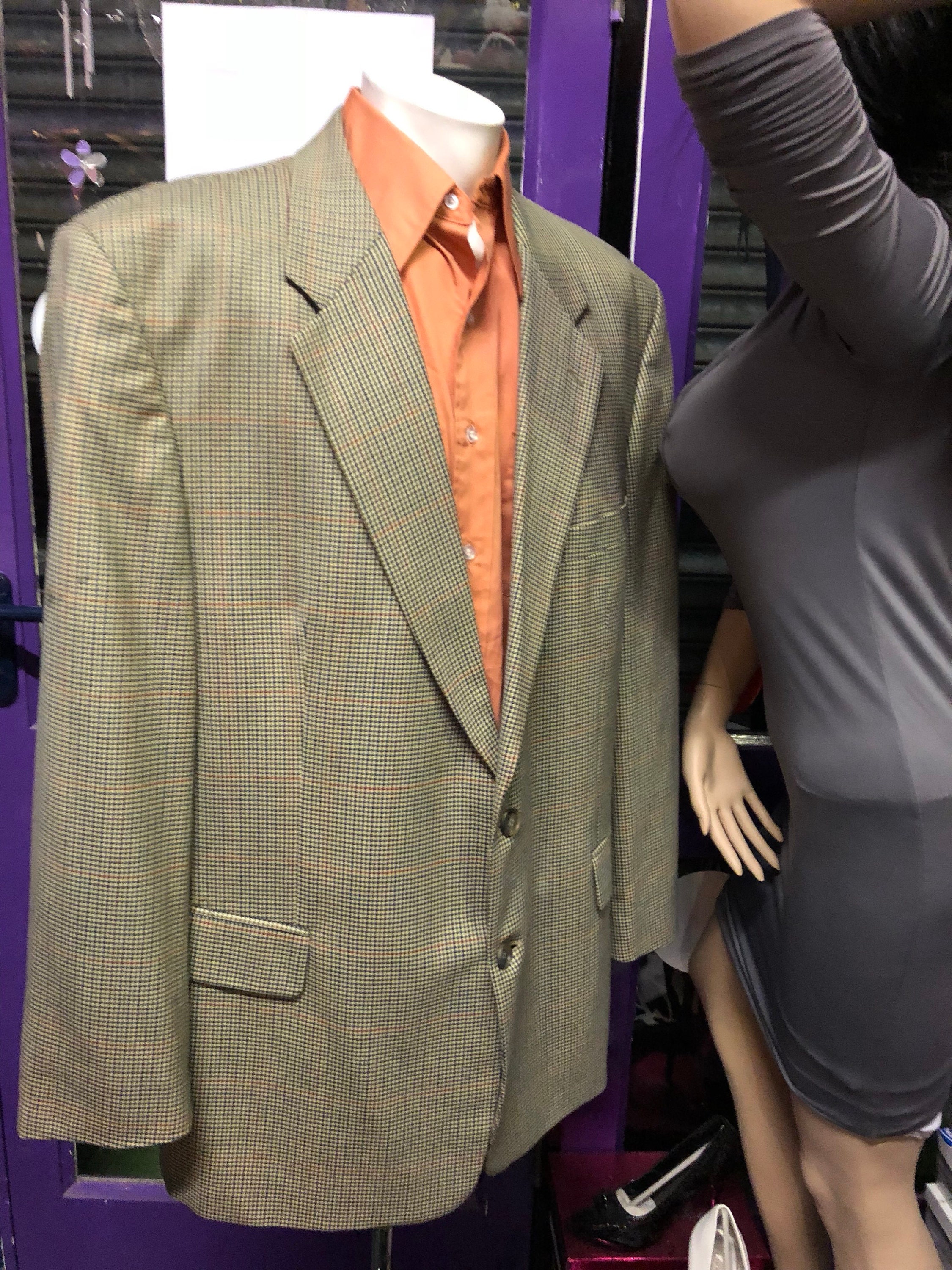 Image of Mario Barutti Men's Tweed Check Casual Jacket Chest Size 50"