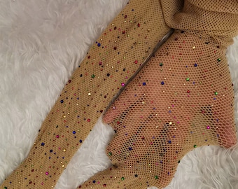 Rare Vintage Rhinestone Fishnet Tights (Goth Wedding etc) (Four Styles)